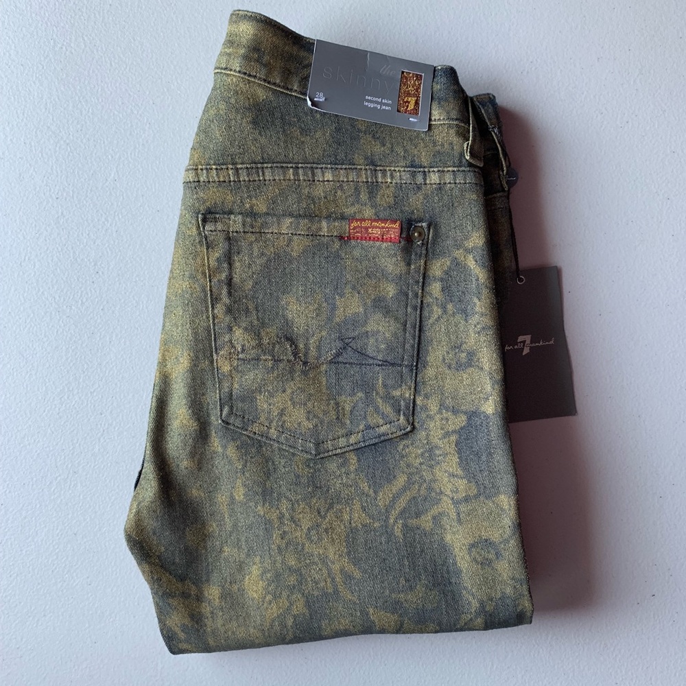 7 For All Mankind “The Skinny” gold floral